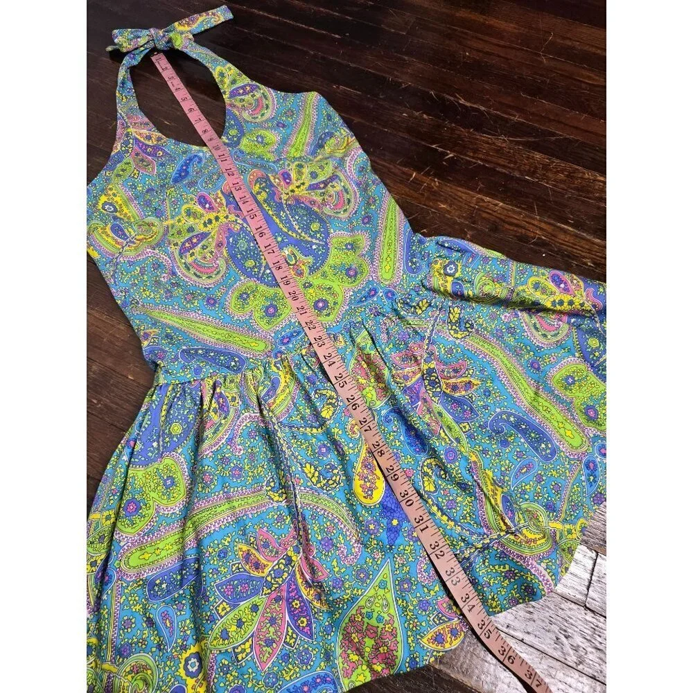 NWT Ralph Lauren Y2K Girls size 16 Blue Paisley Halter Dress - Picture 9 of 14